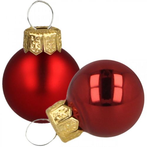 Floristik24 Mini Weihnachtskugeln Glas Rot Matt/Glänzend Ø2cm 44St