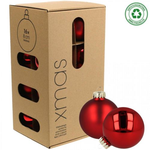 Floristik24 Weihnachtskugeln Glas Rot Glaskugeln Matt Glänzend Ø8cm 14St