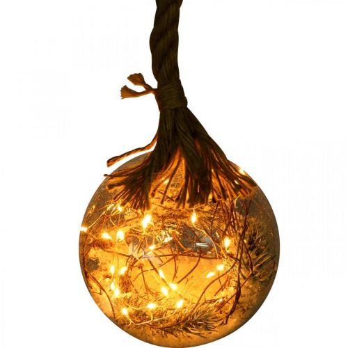 Floristik24 LED Kugel Schnee Tanne Innen Ø14cm 30L Warmweiß Timer