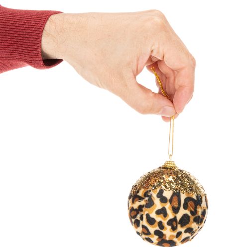 Weihnachtskugel Kunststoff 7cm Leopard Muster Gold Glitzer 3er-Set | Floristik24.ch