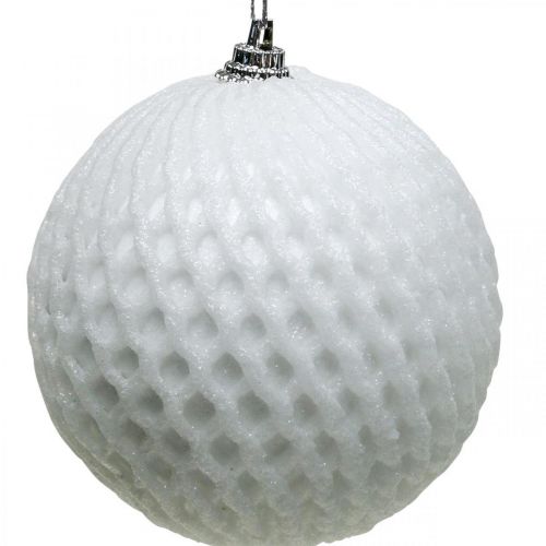 Floristik24 Weihnachtskugel Weiß Wabenmuster Christbaumkugel Ø8cm 6St