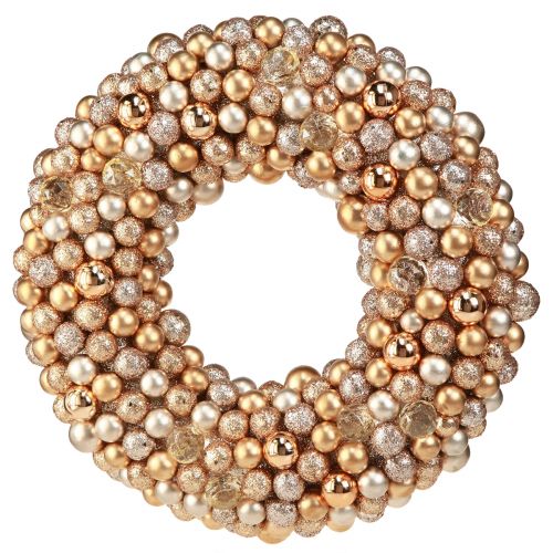 Floristik24 Kugelkranz Weihnachtskranz Gold Pearl Klar Ø33cm