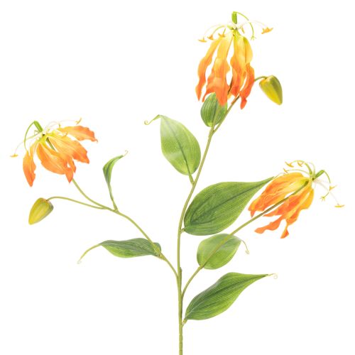 Künstliche Gloriosa-Blumen Orange mit Langen Stielen 80 cm 3 Stück