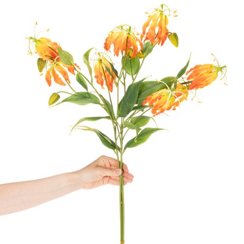 Künstliche Gloriosa-Blumen Orange mit Langen Stielen 80 cm 3 Stück | Floristik24.ch