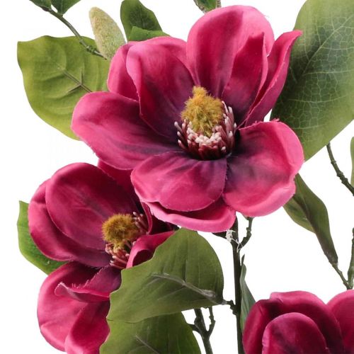 Floristik24 Kunstblume Magnolienzweig, Magnolie künstlich Pink 65cm 3St