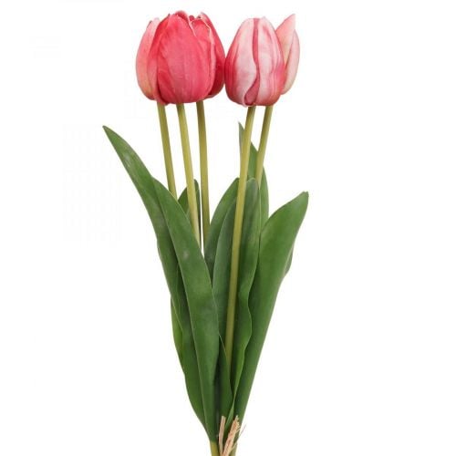 Kunstblumen Tulpe Rot, Frühlingsblume 48cm 5er-Bund