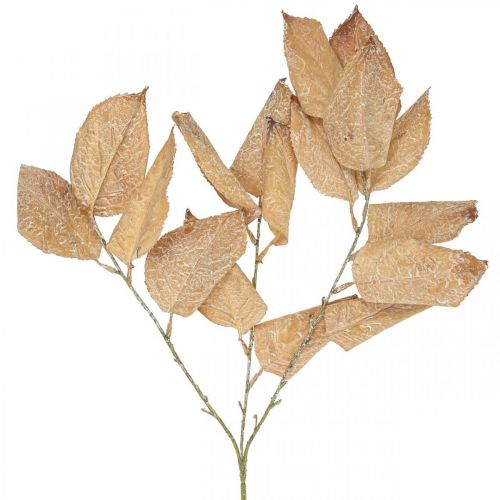 Kunstpflanze Herbstdeko Zweig Blätter weiß gewaschen L70cm
