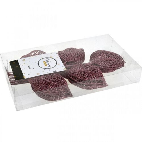 Floristik24 Kunstpflanzen, Deko Blätter, Kunstzweig Rosa Glitter L36cm 10 St