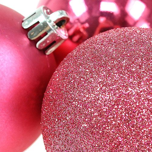 Floristik24 Weihnachtskugel Plastik Pink Ø5cm 9St