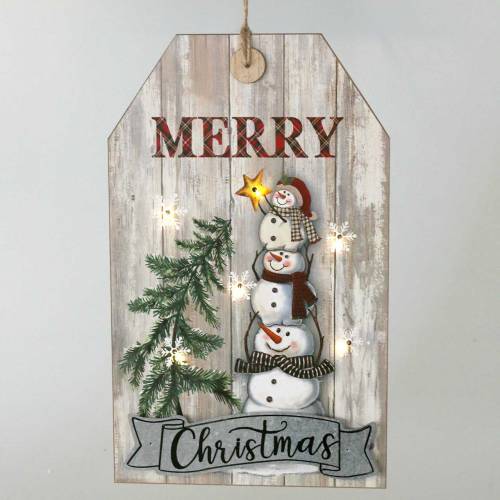 Floristik24 LED-Wandbild Schneemann „Merry Christmas“ 23×38,5cm Für Batterie