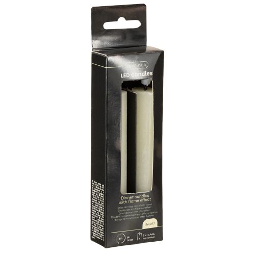 Artikel LED Stabkerze Creme Warmweiß Echtwachs H14,5cm 2 St