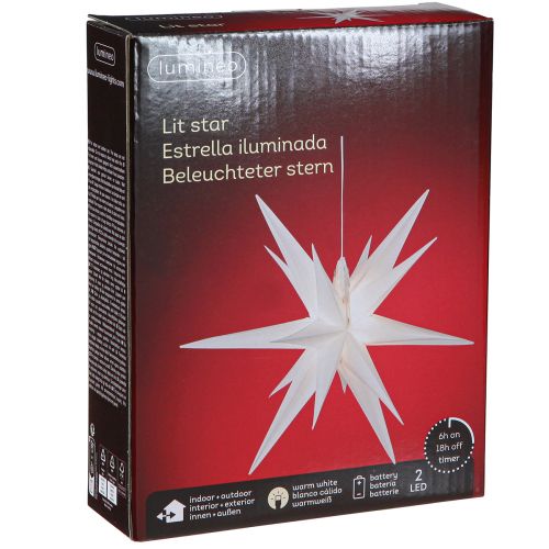 Floristik24 LED Stern 3D Weiß Timer Batterie Außen Ø30cm H74cm