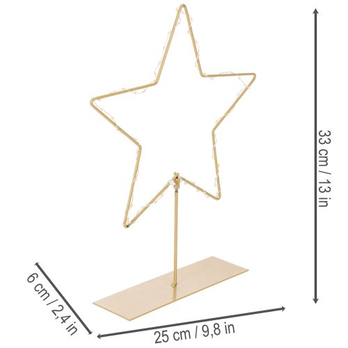 Stern aus Metall mit 50 LEDs in Gold, 33 cm, batteriebetrieben, für Innenbereich | Floristik24.ch