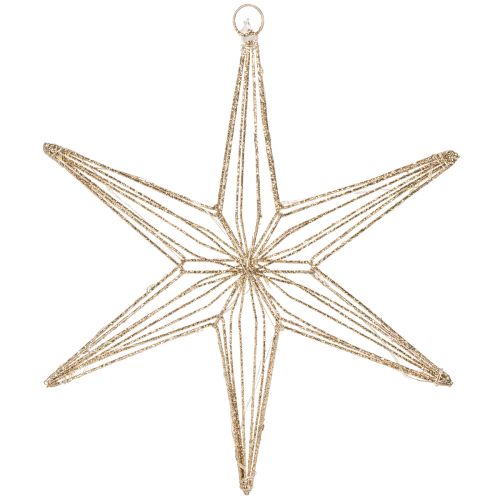 Deko LED-Stern aus Draht zum Aufhängen 32 cm Gold