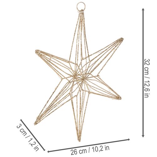 Deko LED-Stern aus Draht zum Aufhängen 32 cm Gold | Floristik24.ch