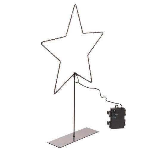 LED Stern aus Metall mit Batteriebetrieb und Standfuss 46cm schwarz online kaufen | Floristik24.ch