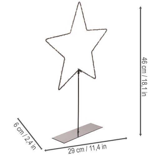 LED Stern aus Metall mit Batteriebetrieb und Standfuss 46cm schwarz | Floristik24.ch