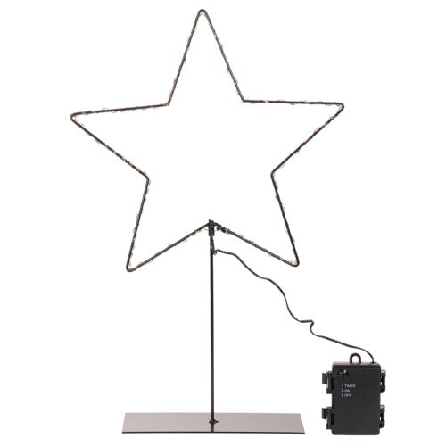 LED Stern aus Metall mit Batteriebetrieb und Standfuss 46cm schwarz | Floristik24.ch