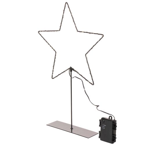LED Stern aus Metall mit Batteriebetrieb und Standfuss 46cm schwarz | Floristik24.ch