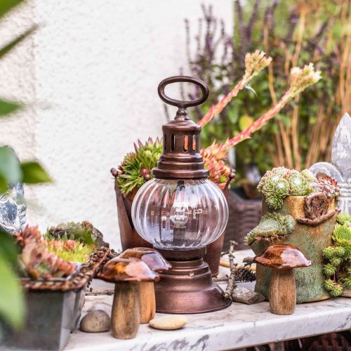 Floristik24 LED-Sturmlaterne, Metall-Lampe, Deko-Leuchte, Vintage-Look Ø12,5cm H30cm