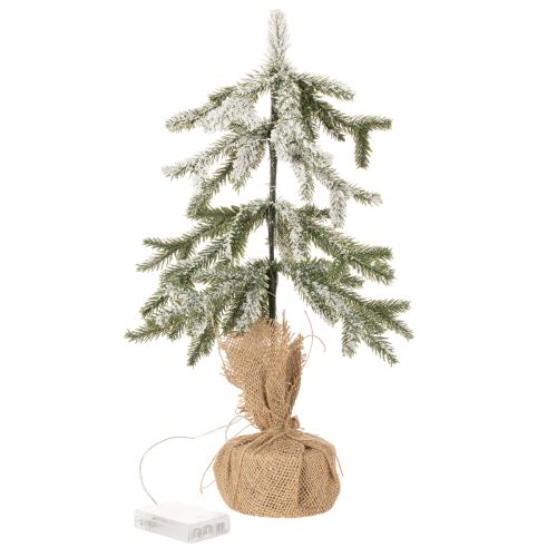 Künstlicher Tannenbaum mit LED 50 cm beschneit im Jutesack für Innen | Floristik24.ch