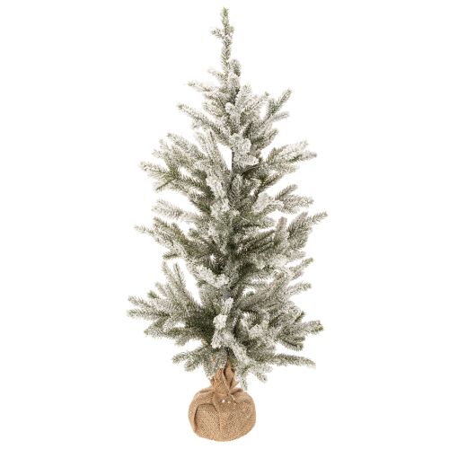 Künstlicher Tannenbaum 85 cm beschneit mit Jutesack und LED für Innen