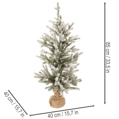 Künstlicher Tannenbaum 85 cm beschneit mit Jutesack und LED für Innen | Floristik24.ch