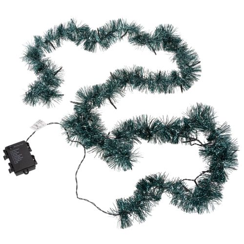 Lametta-Weihnachtsgirlande 3m mit 60 LED und Timer smaragdgrün online kaufen | Floristik24.ch