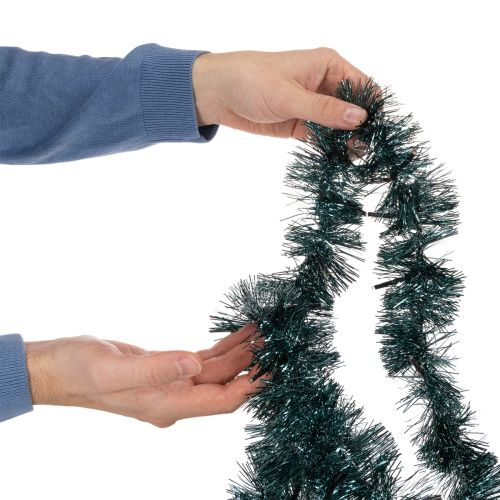 Lametta-Weihnachtsgirlande 3m mit 60 LED und Timer smaragdgrün | Floristik24.ch