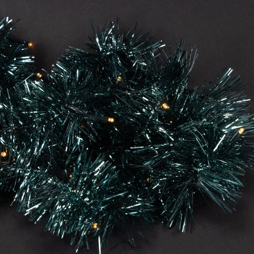 Lametta-Weihnachtsgirlande 3m mit 60 LED und Timer smaragdgrün | Floristik24.ch
