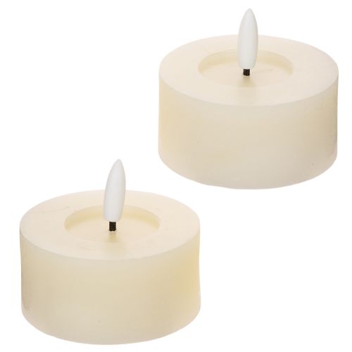 LED-Teelichter aus Echtwachs mit Flackereffekt und Timer, warmweiss, 7 cm, 2er-Set | Floristik24.ch