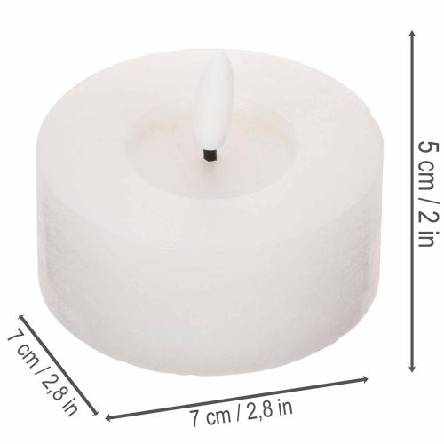 LED-Teelichter aus Echtwachs, 7 cm Durchmesser, Weiss, warmweiss, mit 6-Stunden-Timer, 2er-Set | Floristik24.ch