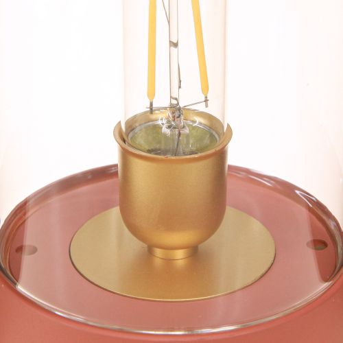 Floristik24 LED Tischlampe Retro LED Leuchte Warmweiß Braun H19,5cm