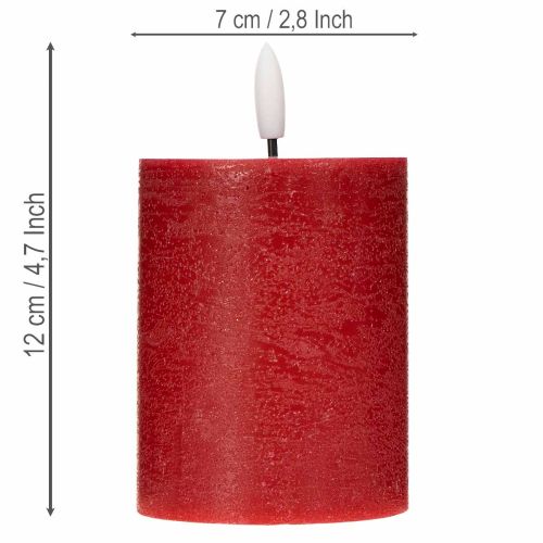 LED-Stumpenkerze aus Echtwachs, 12 cm, weinrot, mit Timer und warmweissem Licht | Floristik24.ch