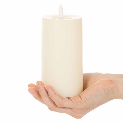 LED-Stumpenkerze aus Echtwachs, 15 cm, Weiss, warmweisses Licht mit Timer | Floristik24.ch