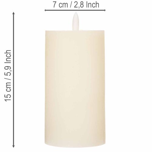 LED-Stumpenkerze aus Echtwachs, 15 cm, Weiss, warmweisses Licht mit Timer | Floristik24.ch