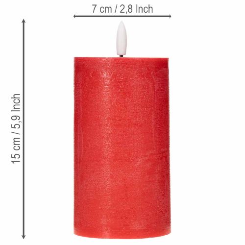 Rote LED-Stumpenkerze aus Echtwachs mit Timer, 15 cm | Floristik24.ch