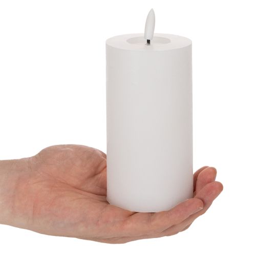 LED-Stumpenkerze flackernd Timer Ø7cm Höhe 16cm Echtwachs Weiss | Floristik24.ch