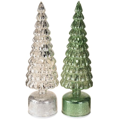 Artikel LED Weihnachtsbaum drehend Grün Silber H34cm 2 St