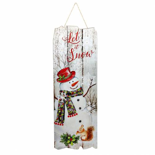 Floristik24 LED-Wandbild Schneemann „Let it Snow“ 21×60cm  Für Batterie