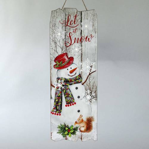 Floristik24 LED-Wandbild Schneemann „Let it Snow“ 21×60cm  Für Batterie