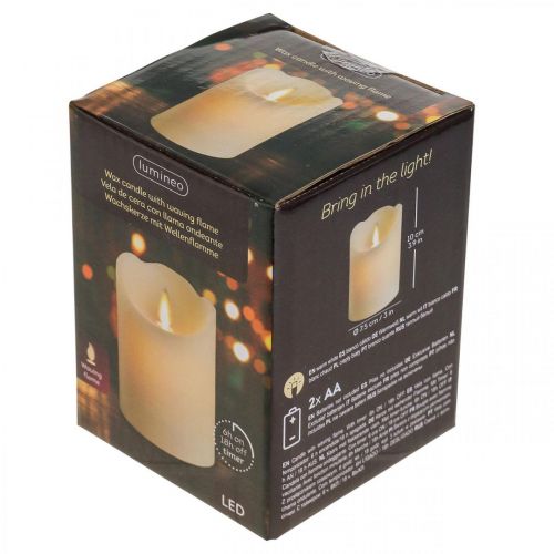 Floristik24 LED Kerze Wachs Stumpenkerze Warmweiß Ø7,5cm H10cm