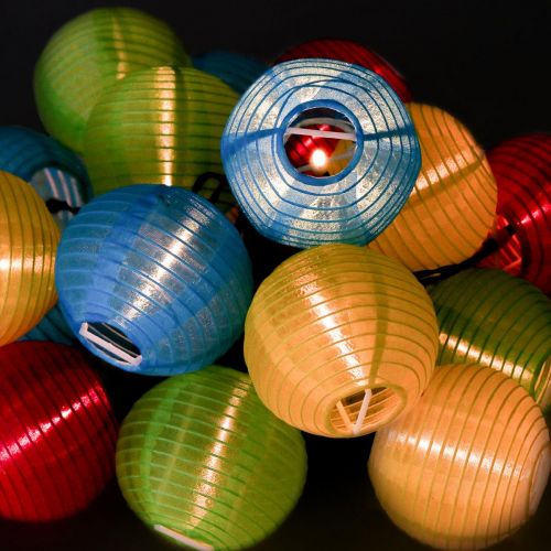 Floristik24 LED Lichterkette Lichtergirlande 20 Lampions 9,5m