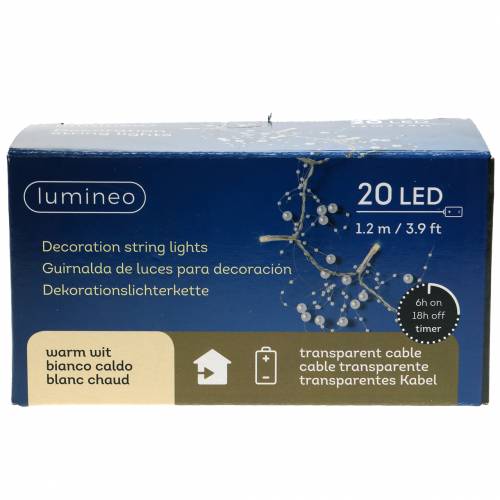 Floristik24 LED Lichterkette Perlengirlande Silber Warmweiß L120cm