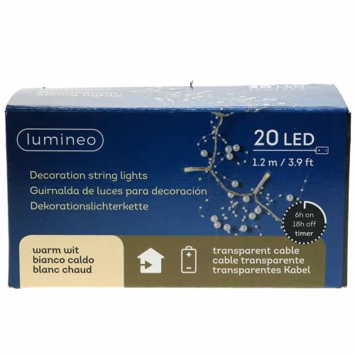 Floristik24 LED Lichterkette Perlengirlande Weiß Warmweiß L120cm