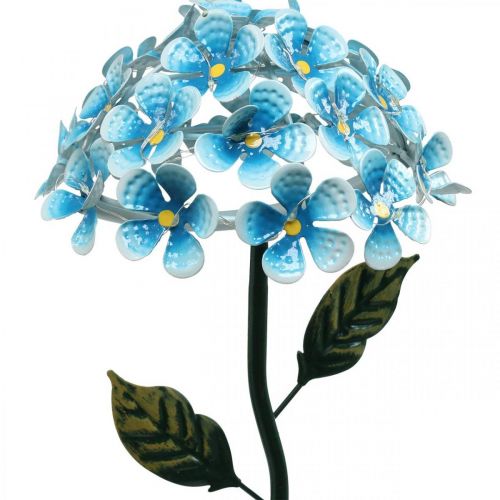 Floristik24 LED-Chrysantheme, Leuchtdeko für den Garten, Metalldeko Blau L55cm Ø15cm