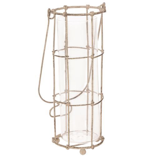 Laternen-Set Metall und Glas Ø8,5cm H23/18,5/14,5cm 3-teilig Braun/Grau | Floristik24.ch
