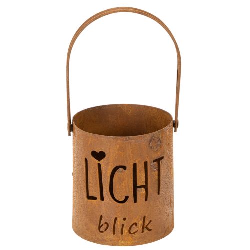 Artikel Metall-Laterne Windlicht mit Edelrost-Optik, "Lichtblick", Ø10,5cm, H11cm, 2 Stück