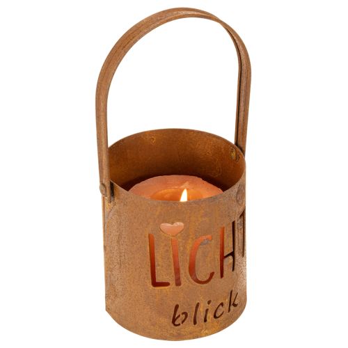 Metall-Laterne Windlicht mit Edelrost-Optik, "Lichtblick", Ø10,5cm, H11cm, 2 Stück | Floristik24.ch