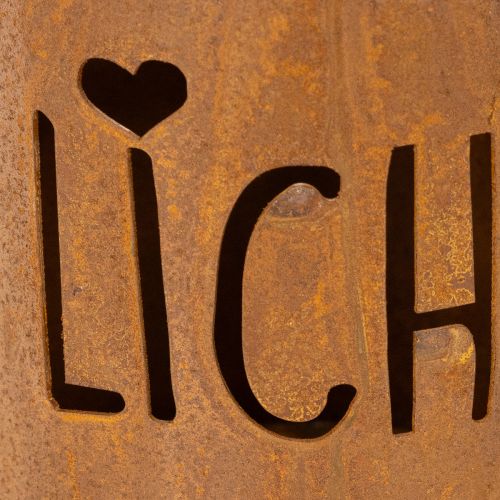 Metall-Laterne Windlicht mit Edelrost-Optik, "Lichtblick", Ø10,5cm, H11cm, 2 Stück | Floristik24.ch
